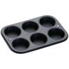 Tiger Crown Conjunto de Formas para Muffin, Preto, 190 x 273 x 30 mm, Pacote com 6, Aço, Revestimento de Resina de Silicone, Resistente ao Calor até 250°C, Nº do Item. 5068