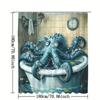 Vintage Nautical Octopus Waterproof Shower Curtain Navy Blue Mermaid Fun Ocean Sea Monster Bath Shower Curtain Anchorage Map