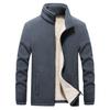 Men's Autumn and Winter Thickened Zipper Warm Jacket Windproof Stand-up Collar Casual Open Solid Color Lining Padded Jacket