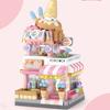 Latest Panda Pet Zoo Coffee Shop Store Fold Street View Shop Food House Construction Blocks Kit Girls Blocks Model Kids Plaything Children