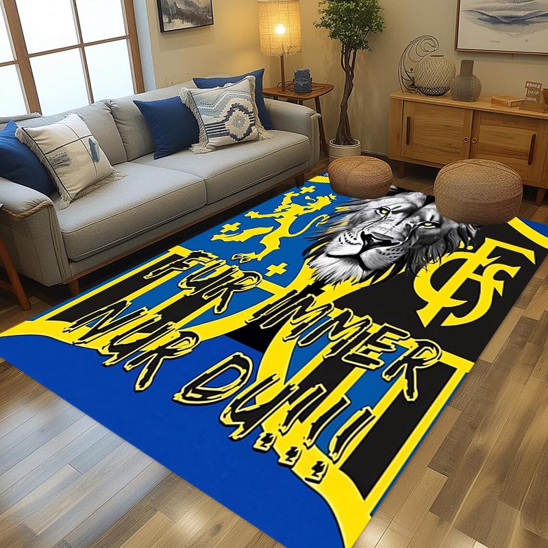 Portugal: Lion Emblem Green Shield Carpet Suitable for All Seasons Floor Mats Office Chair Cushion Fashion Bathroom Mat