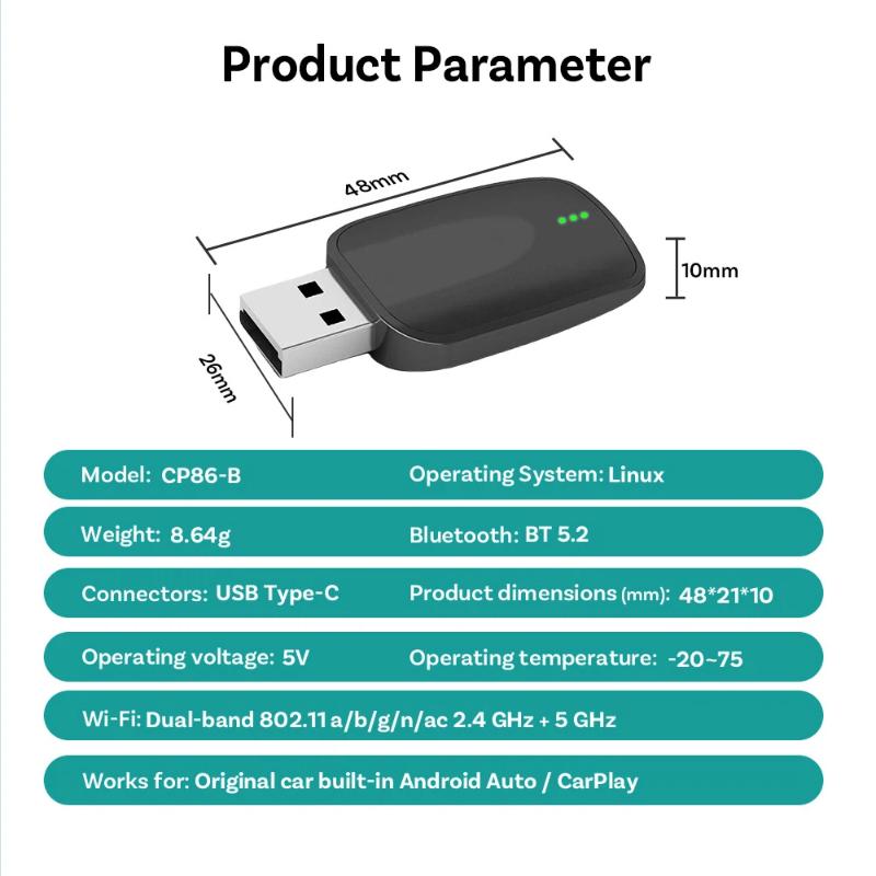 AI Mini Box 2-in-1 Wireless CarPlay & Android Auto Adapter, Plug & Play, Auto Connection, Compatible with Most Car Radios