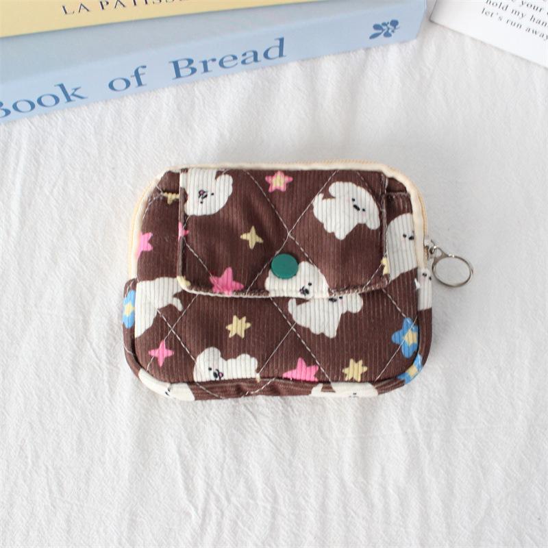 Cute Cartoon Floral Quilting Document Storage Bag Card Wallet Coin Purse ID Card Holder Driver's License Holder Badge Holder