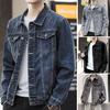 Men Jacket Denim Retro Hip Hop Style Loose Single-breasted Long Sleeve Lapel Multi Pockets Casual Streetwear Plus Size Men Coat