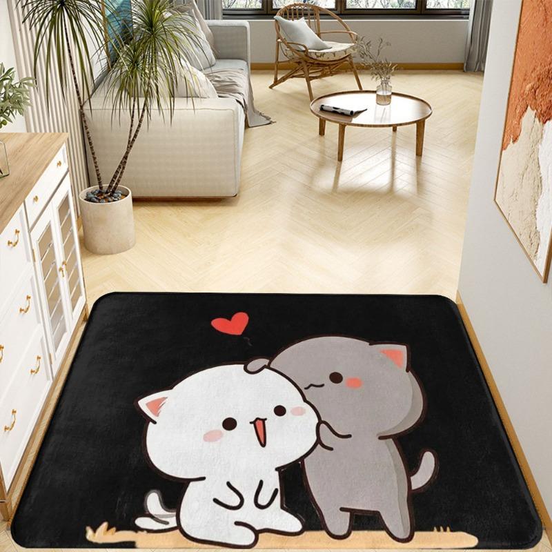 Cute Cartoon Cat Carpet Mat Rug Home Decoration Kitten Design Non Slip Floor Rug for Living Room Bedroom Door Mat Rugs