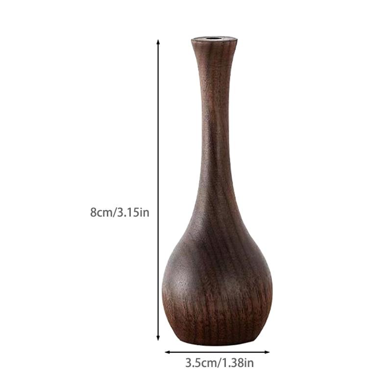 Black Walnut Solid Wood Flower Vase Creative Vase Chinese Style Desktop Simple Small Ornament Decorative Flower Vase