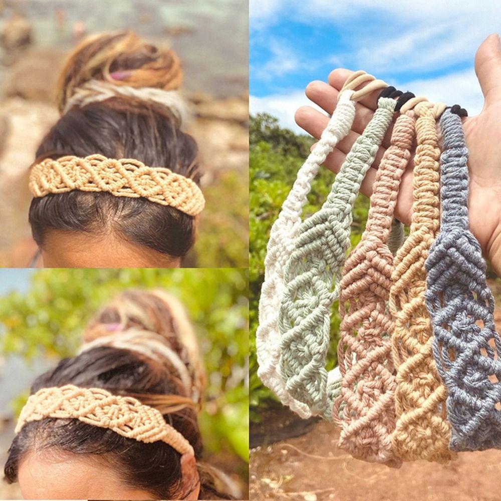 Band Ethnic Style Small Daisy Women Hair Scarf Macrame Hair Band Bohemian Headband Crochet Bandana