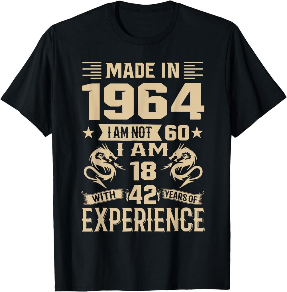 Vintage 60. Geburtstag Dekorationen Vintage 1964 60. Geburtstag T-Shirt Herren Damen Kleidung Grafik T-Shirts Unisex Sommer Weiche Oberteile
