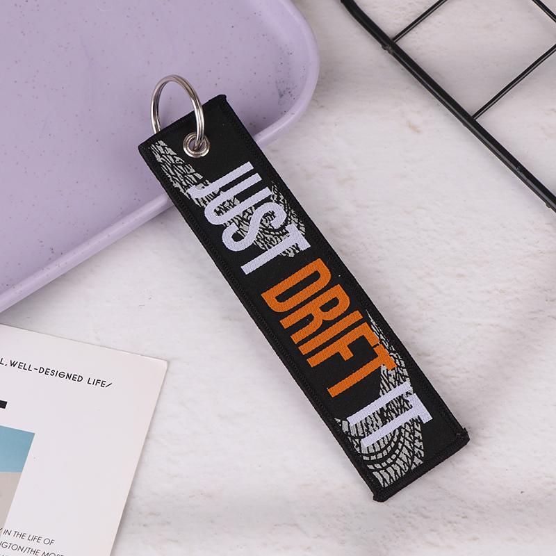 1Pc Fashion Trinket Double Sides Embroidery Tag Keychain Motorcycle Cars Key Accessories