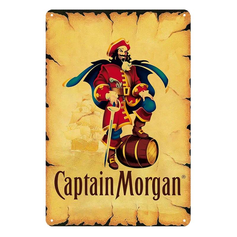 Vintage Metal Sign Rum Brand Retro Tin Sign Captain Morgan Funny Poster Decor for Bar Pub ClubMan Cave Wall Art Decoration