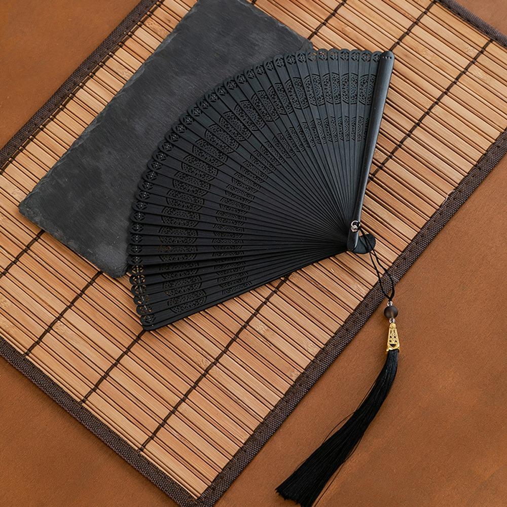 Chinese Style Japanese Classical Folding Fan Black Bamboo Fan Women's Folding Fan Home Decoration