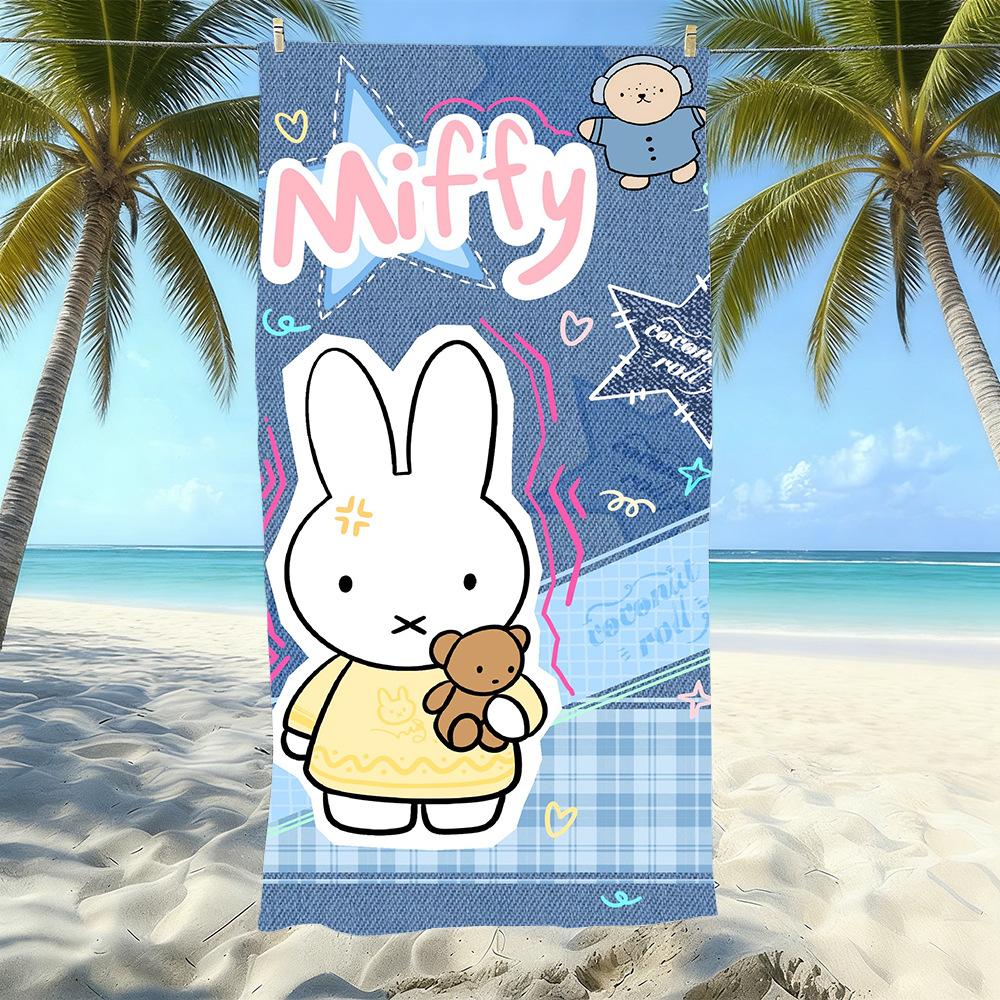 Miffy Rabbit Beach Towel Microfiber Quick Drying Absorbent Cartoon Printed Seaside Resort Bath Towel