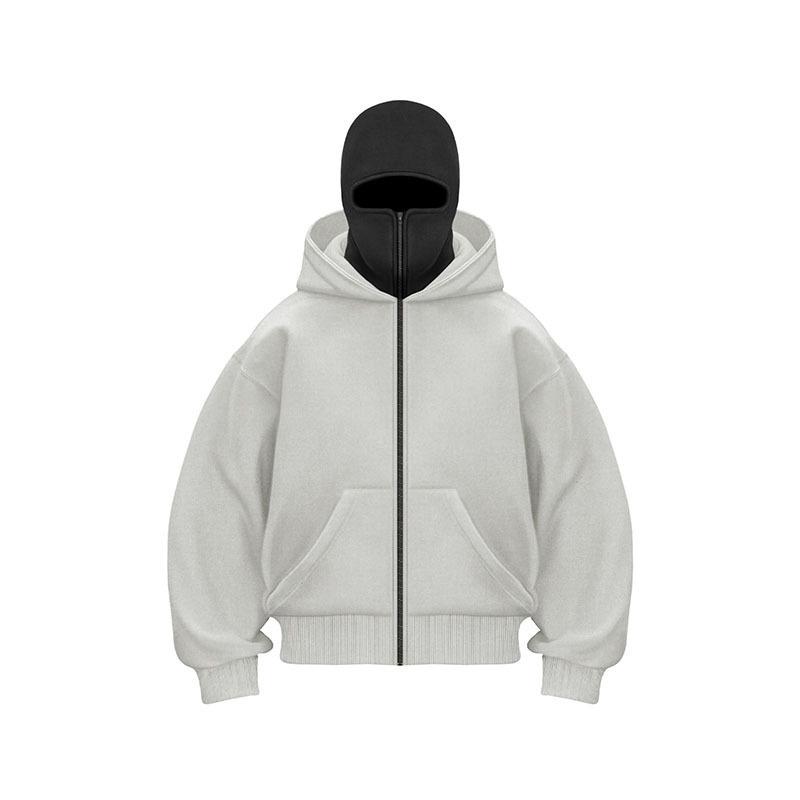 Trendy DIY Plain Zipper Hooded Sweatshirt for Men & Women - Double Hood, Perfect for Spring and Autumn
