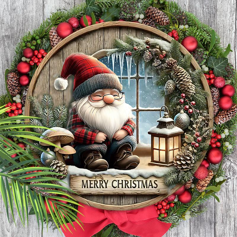 Adorable Gnome Wooden Christmas Sign, Warm Winter Christmas Ornament for Front Door Wall Hanging Decor, Ideal Christmas Gift