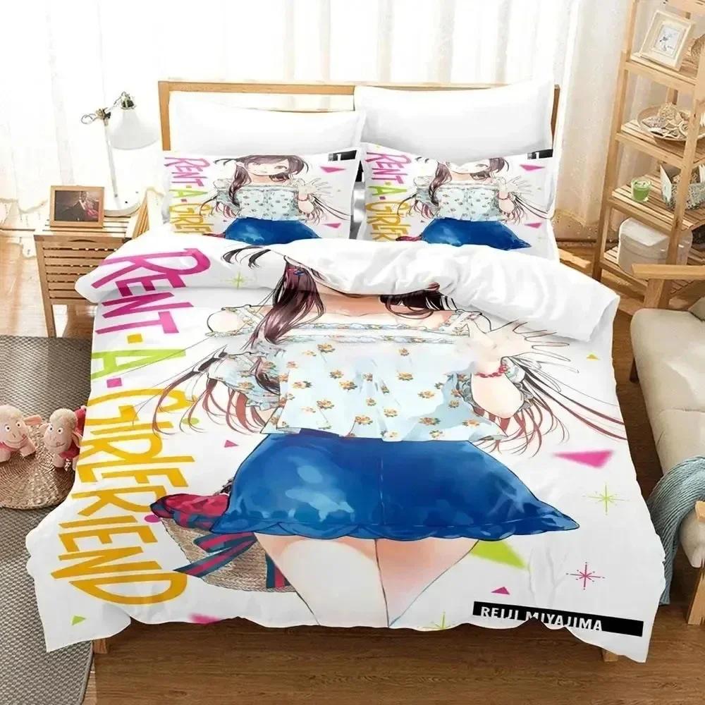 3D Print Anime Rent-A-Girlfriend Chizuru Comfortable Duvet Cover Pillowcase Bedding Set Children Bedroom Decoration Home Textile