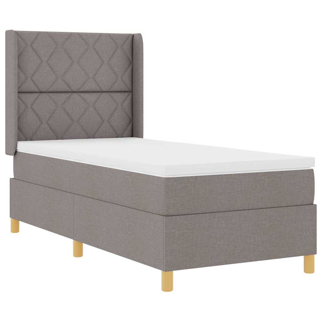 Boxspring Bed with Headboard Taupe 90 X 190 Cm Fabric