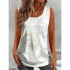 Fashion Women's V-Neck Sleeveless Short Sleeve 2D Flower Color Printing Flower Sleeveless Short Sleeve V-Neck Sleeveless T-Shirt
