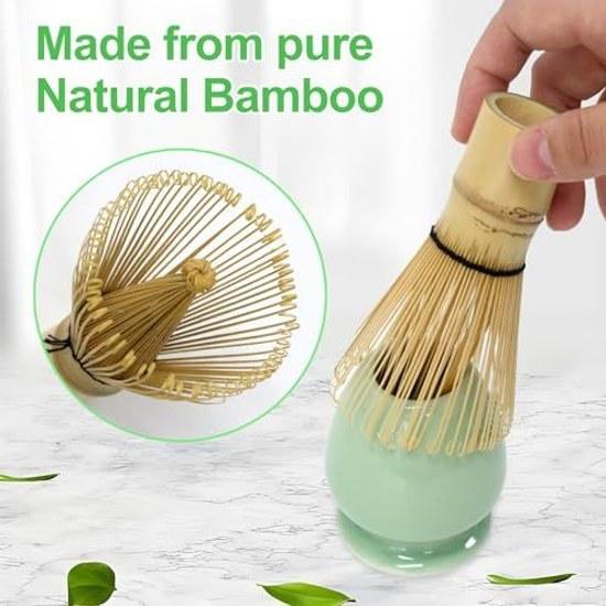 Matcha Set Tea Ceremony 6 Pieces Tools Bowl Chasen Chashaku Holder Spoon Strainer Preparing Serving Set.
