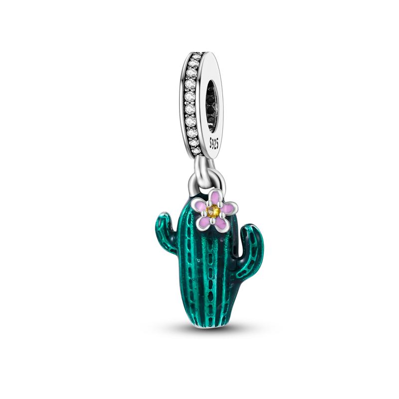 925 Silver Green Series Tree Cactus Avocado Pendant DIY Charm Beads Fit Bangle Charms Bracelet Women Jewelry