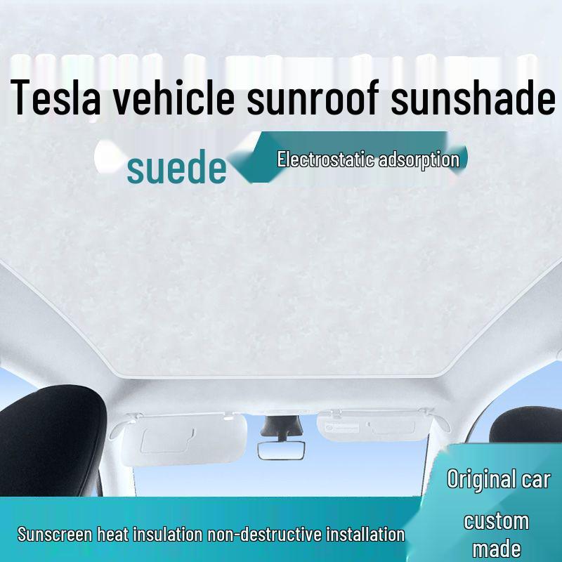 Tesla Model Y/3 Sunroof Suede Sunshade: Heat Insulation & UV Protection
