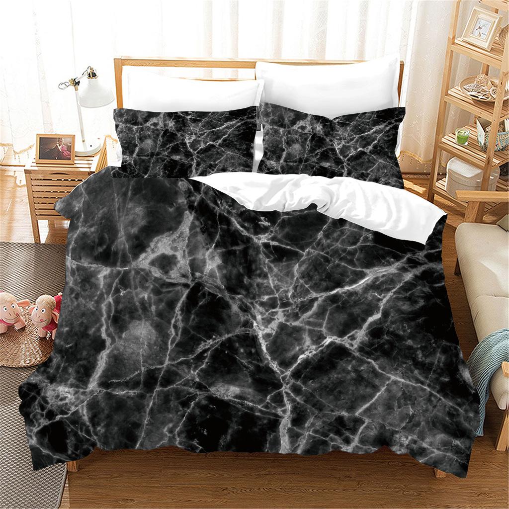 3d Black Marble Modern Texture Gold Abstract Series Polyester Full Bedding Sets Single Double Bed Duvet Cover 2 Pcs Pillow Cover
