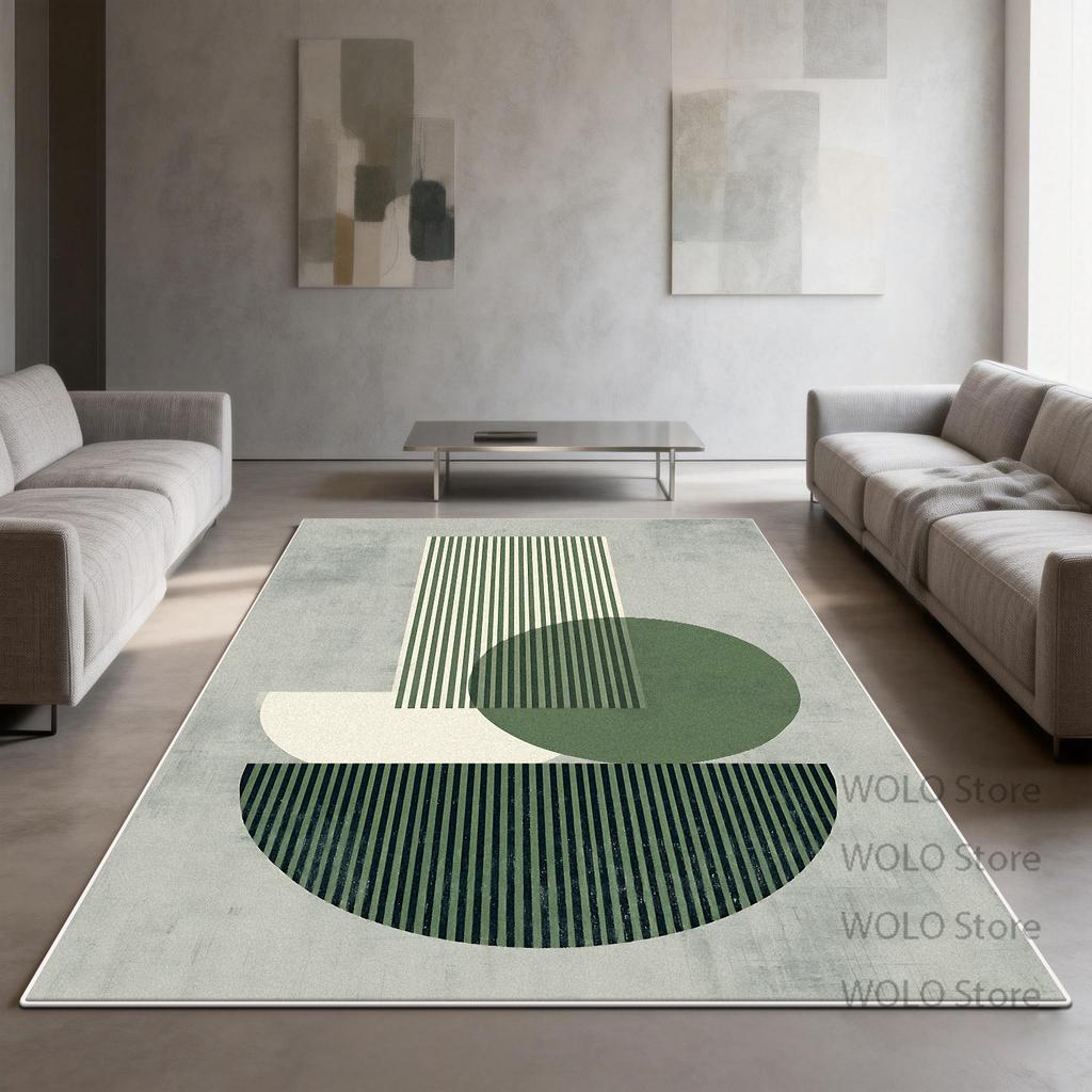 Modern Green Rugs Geometric Living Room Decoration Luxury Bedroom Customizable Carpet Washable Antiskid Study Floor Mat Lounge