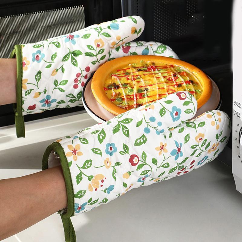 Versatile Printing Microwave Glove Heat Resistant Non-Slip Oven Mitt Insulated Washable Baking Glove