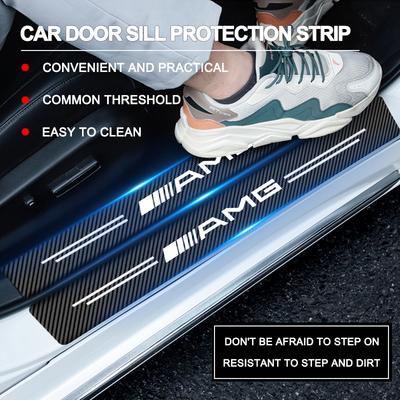 ZLLB1 Car Door Sill Scuff Plate Decor Carbon Fiber Stickers For Mercedes Benz AMG W203 W206 W220 W205 W211 W212 W201 W168 W169 GLA GLC
