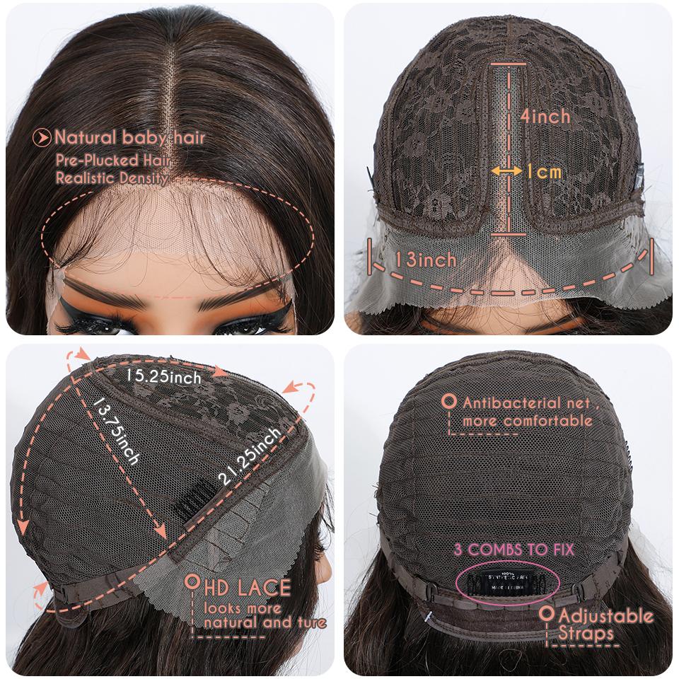 Noble Synthetic Lace Front Wig 36 "Chocolate Brown Wig Wavy Lace Body Wavy Wig For Women Lace Front Wig Ombre Blonde Cosplay Wig