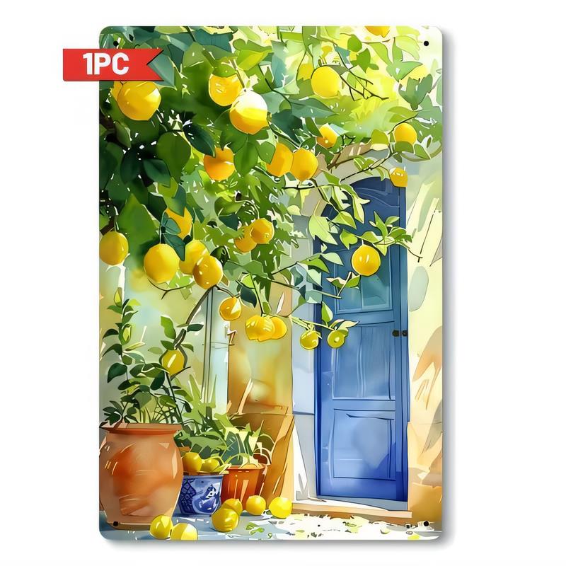 Tin Sign PC Vintage Lemon Tree Porch Door Garden Wall Decor Metal Plaque Summer Citrus Art for Kitchen Bar Cafe Home Wall Hangi