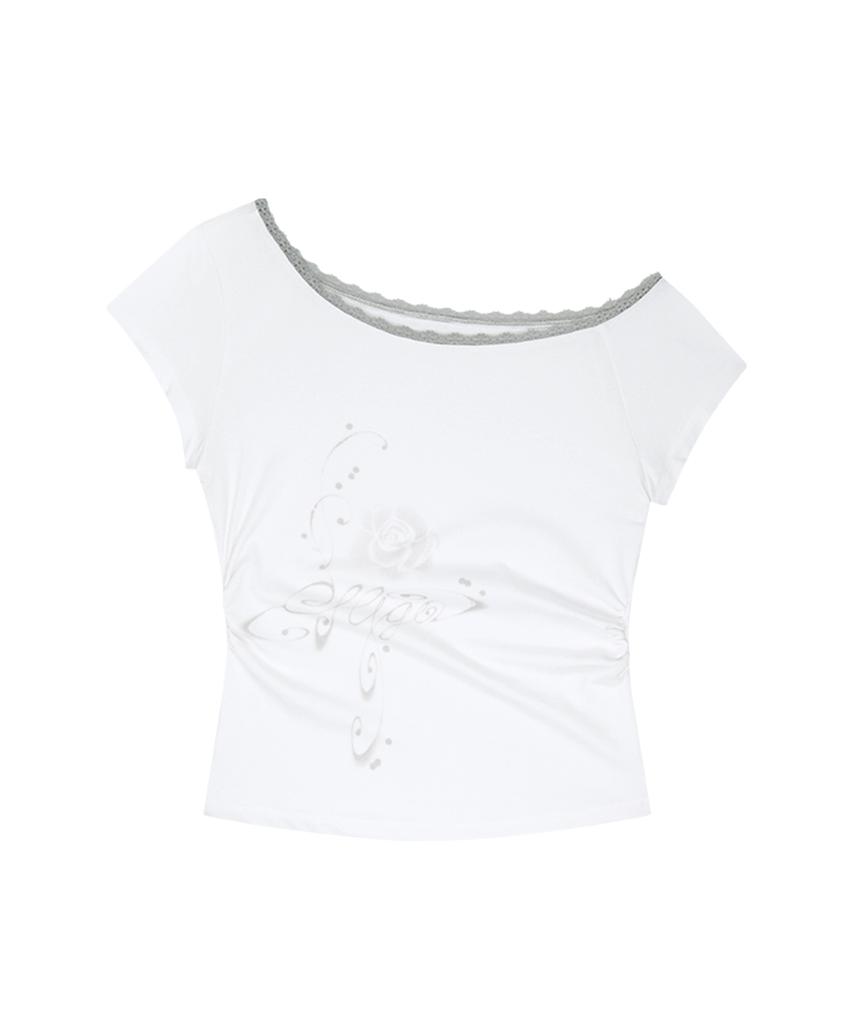 ILLIGO Sesso Floral One-Shoulder Shirred Top White
