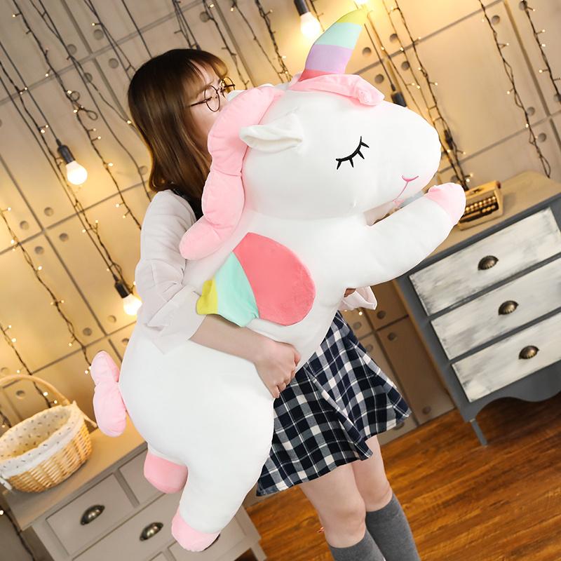 Riesiges Einhorn-Plüschtier, weich gefüllt, Einhorn, weiche Puppen, Tierpferd, Spielzeug für Kinder, Mädchen, Kissen, Geburtstagsgeschenke