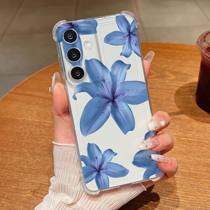 Transparente Handyhülle mit Blumenmuster für Samsung Galaxy A57 A37 A17 A56 A16 A55 A36 A26 A15 A35 A54 A53 Stoßfeste Weiche Hülle