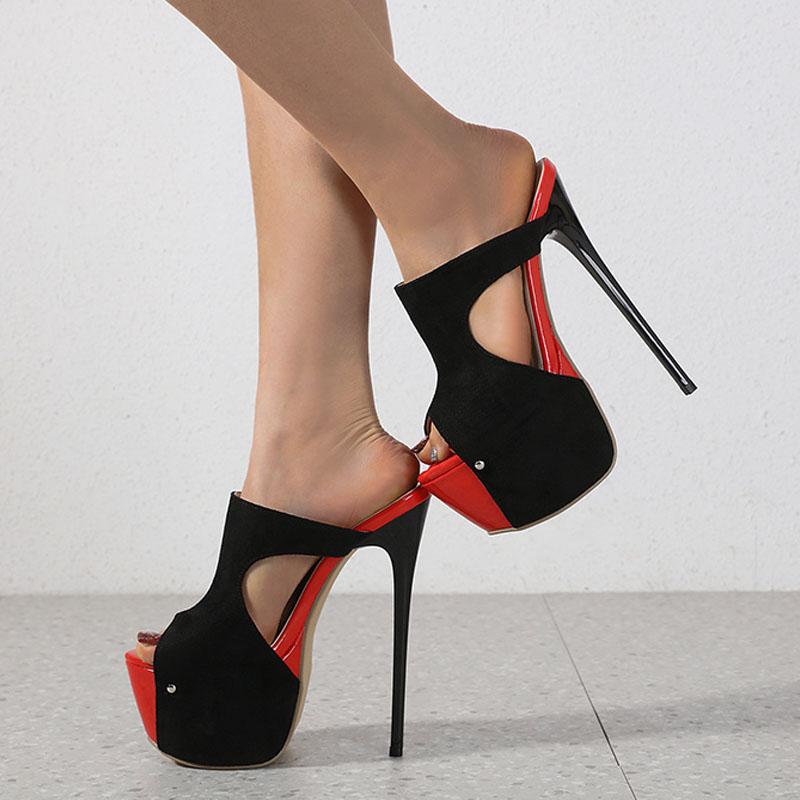 Liyke Summer Peep Toe Extreme High Heels Sexy 16CM Slippers For Women Rivet Design Platform Sandals Party Pole Dance Shoes Pumps