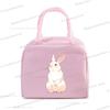 Cartoon Rabbit Series Print Portable Lunch Bag Women Kids Food Thermal Box Multi-function Office Bento Insulated Bunny Handbag