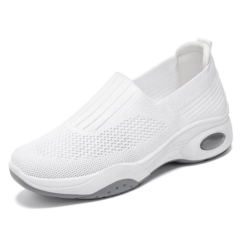 Schuhe Damen Frühling und Sommer neue Muffin-Schuhe fliegende gewebte Damenschuhe Plateau lässige Stoffschuhe