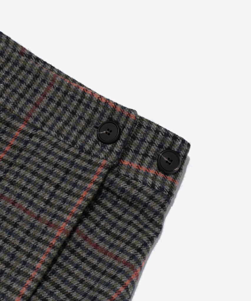 Cargo Bros For Woman Wool Check Pleated Wrap Midi Skirt (Charcoal)