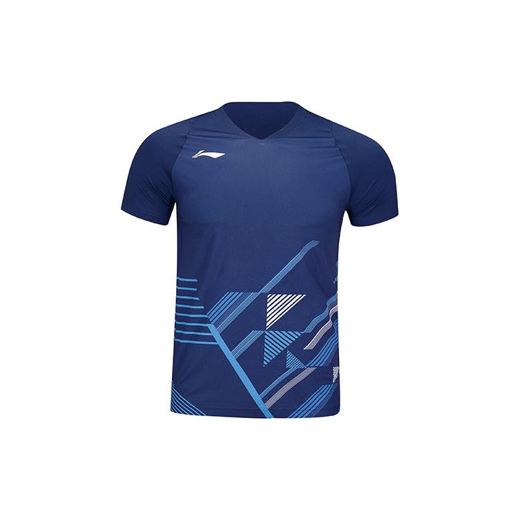Li Ning Badminton Collection Raglan Sleeve T Shirt Unisex Indigo AAYT583-4