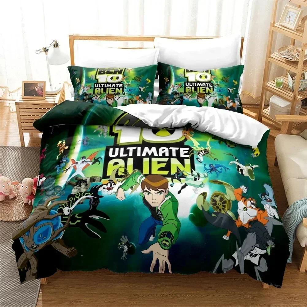 3D Cartoon Ben10 Duvet Cover with Pillow Cover Bedding Set Printed Bed Set With Pillowcase Soft Queen King Size Bedclothes Home
