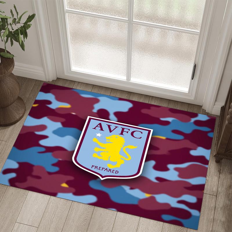 Aston Villa Football Design Crystal Velvet Carpet Cozy Non?Slip Printed Rug For Bedroom Living Room Entrance