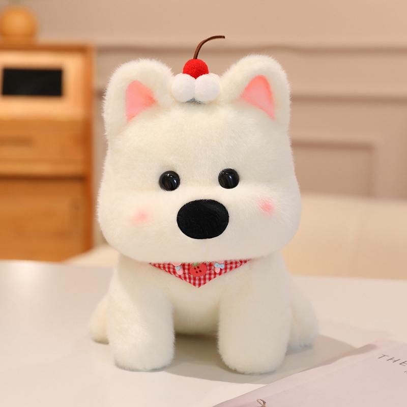 Adorable Fluffy White West Highland Terrier Plush Toy Stuffed Lifelike Dog Plushie Soft Puppy Animal Appease Doll Sweet Gift