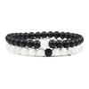 Hot Sale 2pcs/Set Couples Beaded Bracelets Tiger Eye Black Lava Natural Stone Beaded Bracelets Malachite Energy Elastic Jewelry