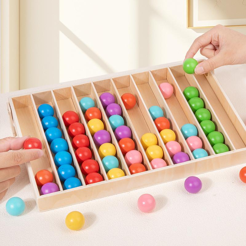 Färgsorteringsspel i trä för barn Pedagogisk leksak för pojkar och flickor