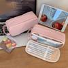 Desktop Storage Korean Pink Stationery Bag Solid Color Pencil Pouch  Stationery Holder