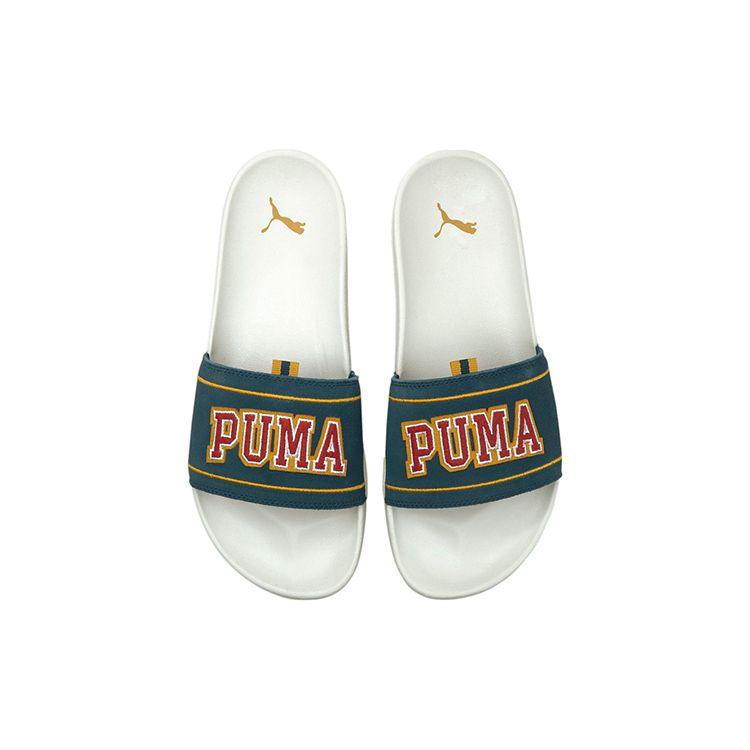 Puma Leadcat Ftr Lightweight Comfortable Simple Rubber Sole Slide Sandals Unisex Sandals White Green 382078-01