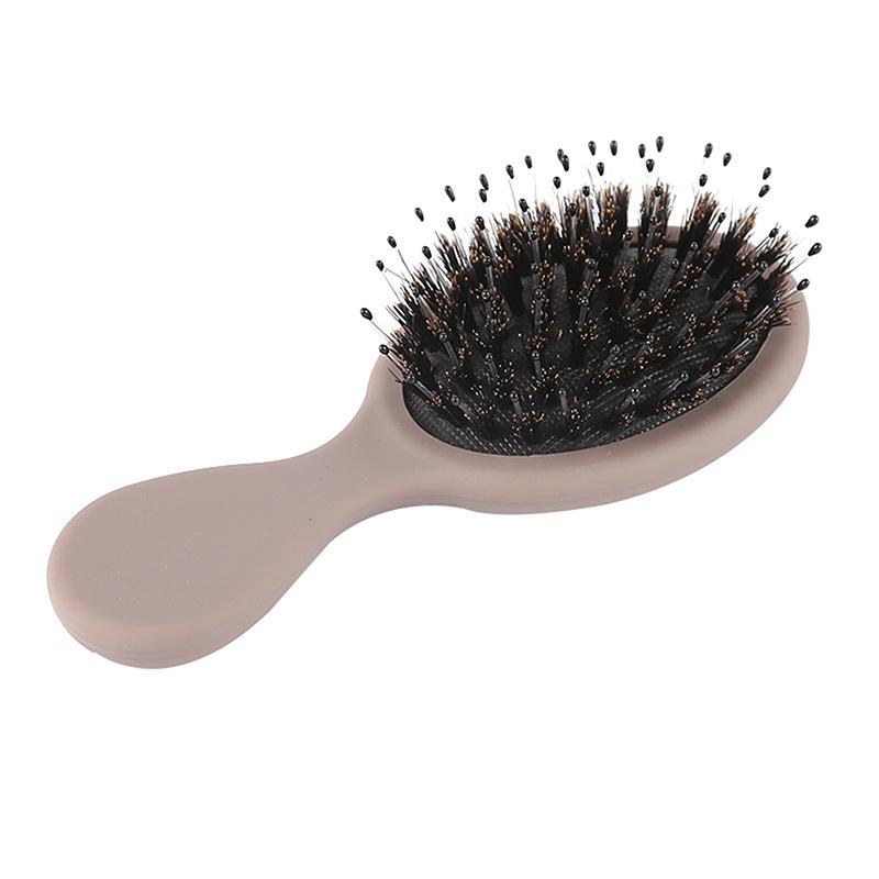 1 Stück Ovaler Wildschweinborsten-Nylon-Haarkamm Mini Antistatischer Haar-Kopfhaut-Massagekamm Haarbürste Salon Haarpflegebürste Styling-Werkzeug