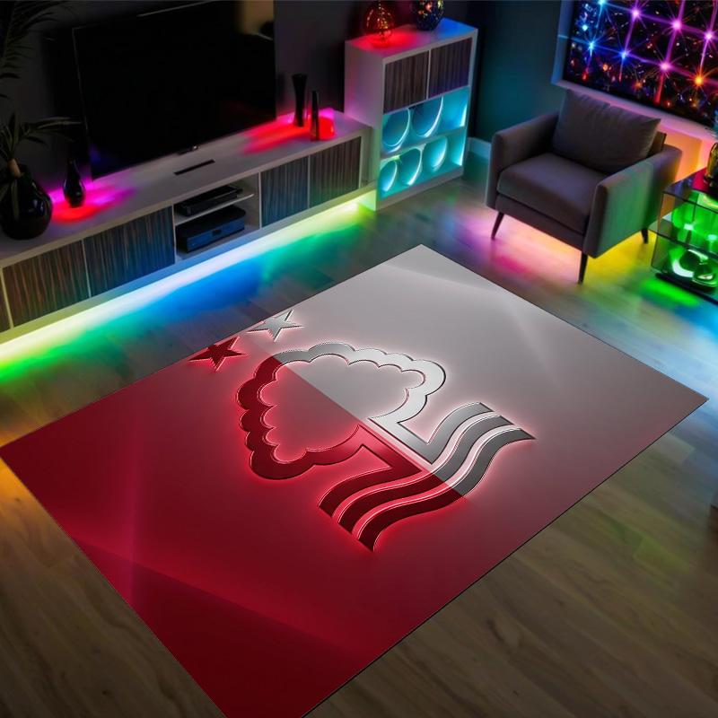Nottingham Forest Football Design Crystal Velvet Carpet Cozy Non?Slip Printed Rug For Bedroom Living Room Entrance