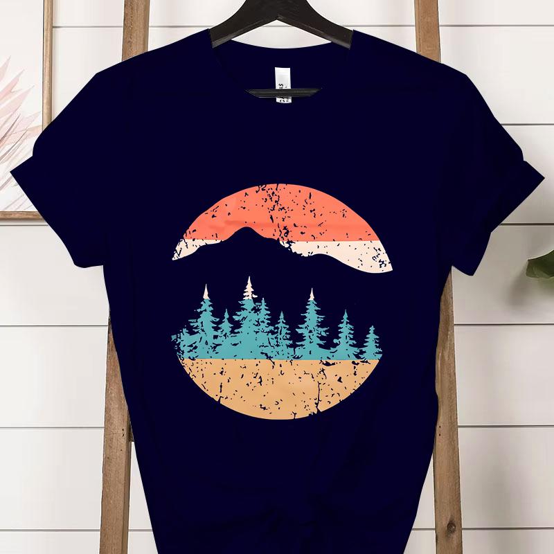 Vintage Abenteuer Berg Grafik T-Shirts Damen Lustiges Naturfreund Geschenk Klassische Oberteile Frau Abenteuer Draußen Berg T-Shirt