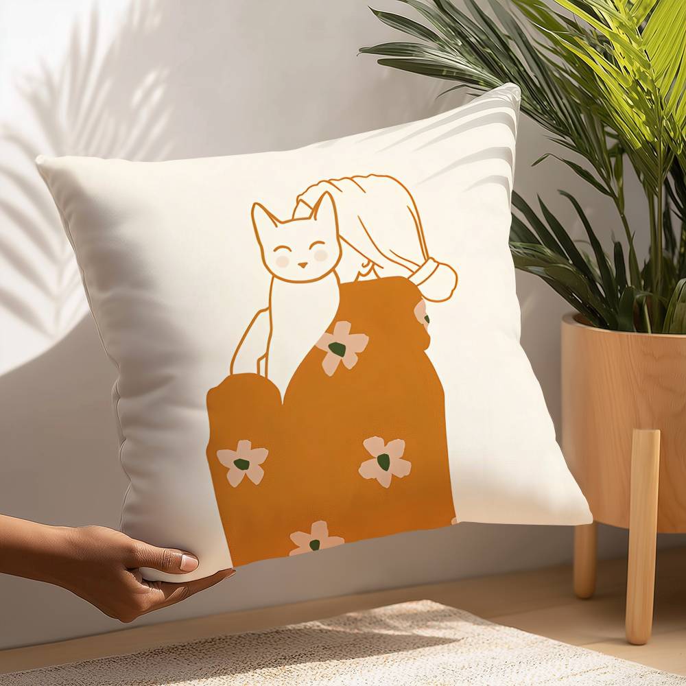 Minimalist Cute Animal Wall Art Pillow Case Plush Fabric Soft Pillowcase Double Sided Print Cushion Cover Household Gifts