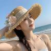 Boho Lace Flower Straw Hat Wide Brim Women's Sun Hats Sweet Beach Hat Travel